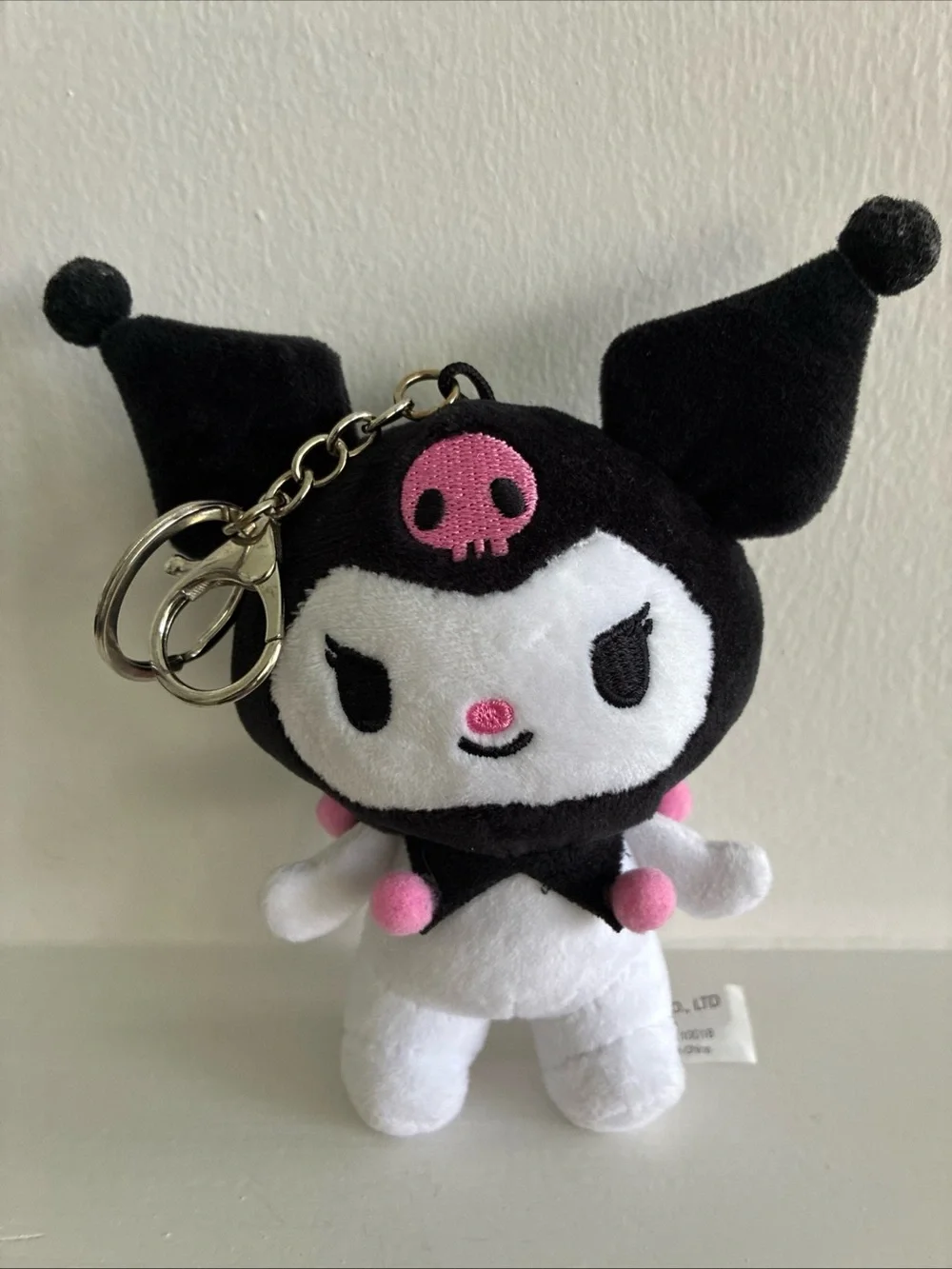Hello Kitty Sanrio Plush Keychain Clip On - Black, White & Pink